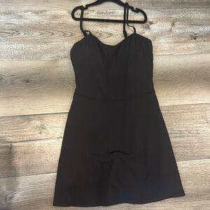 Alo Alosoft Courtside Tennis Dress Black Padded A-Line Fit And Flare Skater Mini